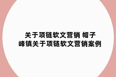 关于项链软文营销 帽子峰镇关于项链软文营销案例